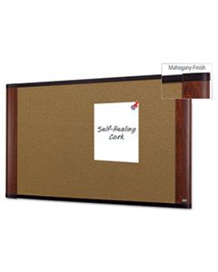 MMMC3624MY CORK BULLETIN BOARD, 36 X 24, ALUMINUM FRAME W/MAHOGANY WOOD GRAINED FINISH