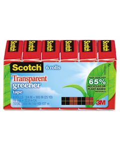 MMM6126P TRANSPARENT GREENER TAPE, 1" CORE, 0.75" X 75 FT, TRANSPARENT, 6/PACK