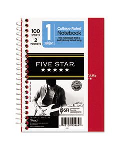 MEA45484 WIREBOUND NOTEBOOK, 1 SUBJECT, COLLEGE RULE, ASSORTED COLOR COVERS, 7 X 5.5, 100 SHEETS