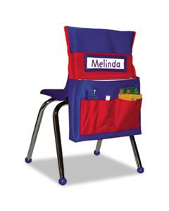 CDPCD158035 CHAIRBACK BUDDY POCKET CHART, 12 X 22 1/2, BLUE/RED