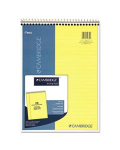 MEA59880 STIFF-BACK WIRE BOUND NOTEBOOK, 1 SUBJECT, WIDE/LEGAL RULE, CANARY/BLUE COVER, 8.5 X 11.5, 70 SHEETS