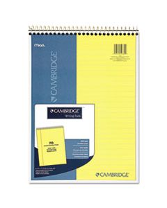 MEA59880 STIFF-BACK WIRE BOUND NOTEBOOK, 1 SUBJECT, WIDE/LEGAL RULE, CANARY/BLUE COVER, 8.5 X 11.5, 70 SHEETS