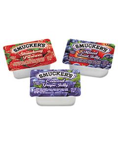 SMU774 SMUCKER'S JAM ASSORTMENT, SINGLE SERVING PACKS, .5OZ, 200/CARTON