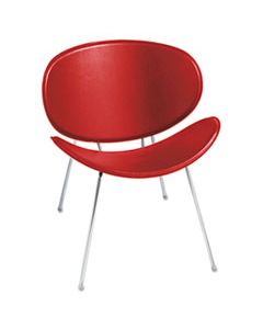 SAF3563RD SY LEATHER GUEST CHAIR, SUPPORTS UP TO 250 LBS., RED SEAT/RED BACK, CHROME BASE