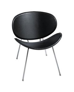 SAF3563BL SY LEATHER GUEST CHAIR, SUPPORTS UP TO 250 LBS., BLACK SEAT/BLACK BACK, CHROME BASE