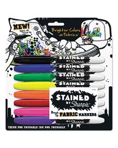 SAN1779005 STAINED FABRIC MARKERS, MEDIUM BRUSH TIP, ASSORTED COLORS, 8/PACK
