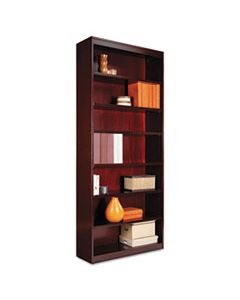 ALEBCS78436MY SQUARE CORNER WOOD VENEER BOOKCASE, SEVEN-SHELF, 35.63"W X 11.81"D X 83.86"H, MAHOGANY