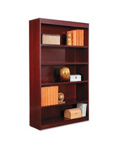 ALEBCS56036MY SQUARE CORNER WOOD VENEER BOOKCASE, FIVE-SHELF, 35.63"W X 11.81"D X 60"H, MAHOGANY