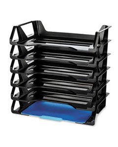 OIC26212 RECYCLED SIDE LOAD DESK TRAY, 6 SECTIONS, LETTER SIZE FILES, 15.13" X 8.88" X 15", BLACK, 6/PACK
