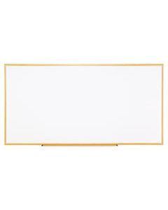 UNV43620 DRY-ERASE BOARD, MELAMINE, 96 X 48, WHITE, OAK-FINISHED FRAME