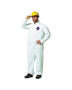 DUPTY120SL TYVEK COVERALLS, OPEN WRIST/ANKLE, HD POLYETHYLENE, WHITE, LARGE, 25/CARTON