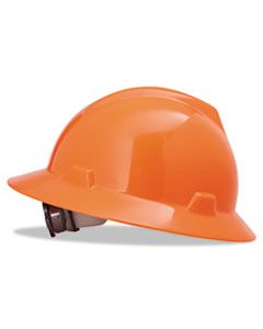 MSA10021292 V-GARD FULL-BRIM HARD HATS, RATCHET SUSPENSION, SIZE 6 1/2 - 8, HIGH-VIZ ORANGE