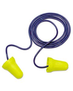 MMM3121222 E A R E-Z-FIT SINGLE-USE EARPLUGS, CORDED, 28NRR, YELLOW/BLUE, 200 PAIRS