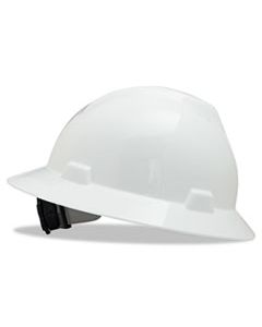 MSA475369 V-GARD FULL-BRIM HARD HATS, RATCHET SUSPENSION, SIZE 6 1/2 - 8, WHITE