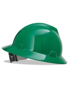 MSA475370 V-GARD FULL-BRIM HARD HATS, RATCHET SUSPENSION, SIZE 6 1/2 - 8, GREEN