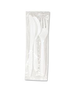 BWKCOMBOKIT THREE-PIECE CUTLERY KIT, FORK/KNIFE/TEASPOON, POLYPROPYLENE, WHITE, 250/CARTON