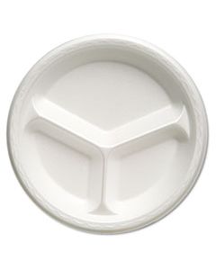 GNP81300 FOAM DINNERWARE, PLATE, 3-COMP, 10 1/4" DIA, WHITE, 125/PACK, 4 PACKS/CARTON