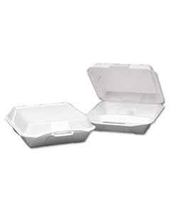 GNP25300 FOAM HINGED CONTAINER, 3-COMPARTMENT, JUMBO, 10-1/4X9-1/4X3-1/4, WHITE, 100/BAG