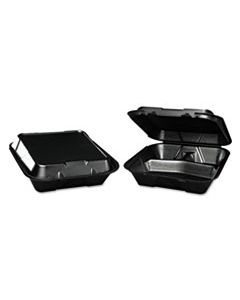 GNPSN203BK SNAP-IT FOAM HINGED CONTAINER, 3-COMPARTMENT, 9-1/4X9-1/4X3, BLACK, 200/CARTON