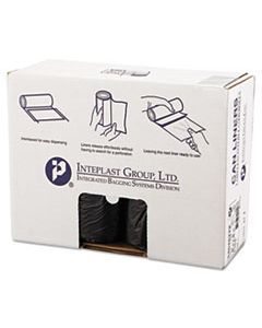 IBSS404822K HIGH-DENSITY INTERLEAVED COMMERCIAL CAN LINERS, 45 GAL, 22 MICRONS, 40" X 48", BLACK, 150/CARTON