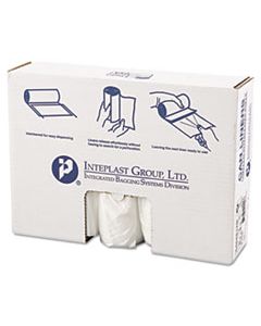 IBSS404812N HIGH-DENSITY INTERLEAVED COMMERCIAL CAN LINERS, 45 GAL, 12 MICRONS, 40" X 48", CLEAR, 250/CARTON