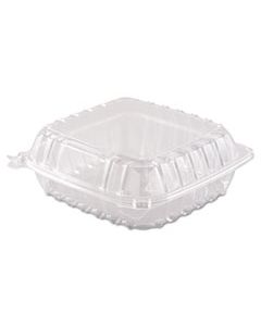 DCCC90PST1 CLEARSEAL HINGED-LID PLASTIC CONTAINERS, 8 3/10 X 8 3/10 X 3, CLEAR, 250/CARTON