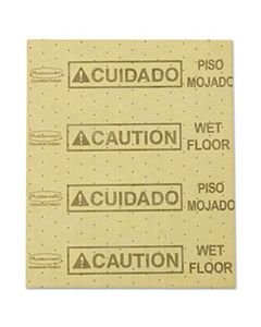 RCP4252YEL OVER-THE-SPILL PAD, "CAUTION WET FLOOR", YELLOW, 16 1/2" X 20", 22 SHEETS/PAD