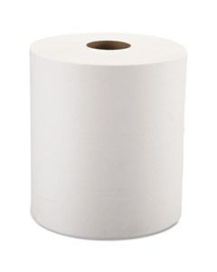 WIN12906B HARDWOUND ROLL TOWELS, 8 X 800 FT, WHITE, 6 ROLLS/CARTON