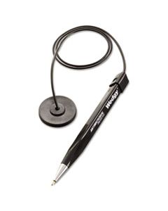 MMF28408 WEDGY ANTIMICROBIAL BALLPOINT COUNTER PEN W/ROUND BASE, 1MM, BLUE INK, BLACK BARREL