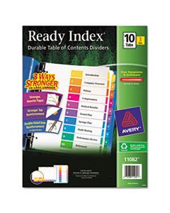 AVE11082 CUSTOMIZABLE TABLE OF CONTENTS READY INDEX DIVIDERS WITH MULTICOLOR TABS, 10-TAB, 1 TO 10, 11 X 8.5, WHITE, 3 SETS