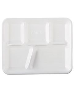 GNP10500 FOAM SCHOOL TRAYS, 5-COMP, 10 2/5 X 8 2/5 X 1 1/4, WHITE, 500/CARTON