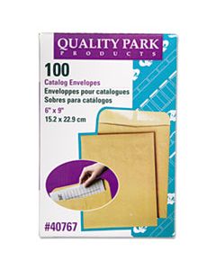 QUA40767 CATALOG ENVELOPE, #1, CHEESE BLADE FLAP, GUMMED CLOSURE, 6 X 9, BROWN KRAFT, 100/BOX