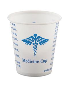 SCCR3 PAPER MEDICAL AND DENTAL GRADUATED CUPS, 3 OZ, WHITE/BLUE, 100/BAG, 50 BAGS/CARTON