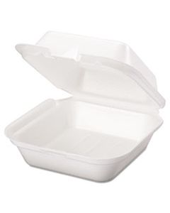 GNPSN227 SNAP IT FOAM CONTAINER, 6 2/5 X 6 2/5 X 3, WHITE, 125/SLEEVE, 4 SLEEVES/CARTON
