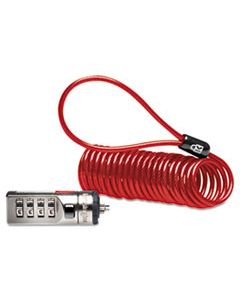 KMW64671 PORTABLE COMBINATION LAPTOP LOCK, 6FT STEEL CABLE, RED
