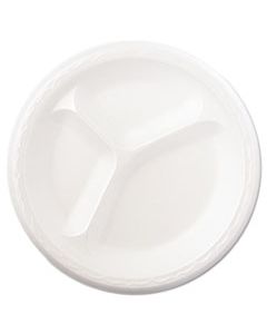 GNP83900 FOAM DINNERWARE, PLATE, 3-COMP, 8 7/8" DIA, WHITE, 125/PACK, 4 PACKS/CARTON