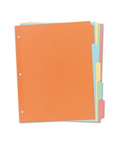 AVE11508 WRITE & ERASE PLAIN-TAB PAPER DIVIDERS, 5-TAB, LETTER, MULTICOLOR, 36 SETS