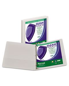 SAM18217 CLEAN TOUCH LOCKING ROUND RING VIEW BINDER PROTECTED W/ANTIMICROBIAL ADDITIVE, 3 RINGS, 0.5" CAPACITY, 11 X 8.5, WHITE