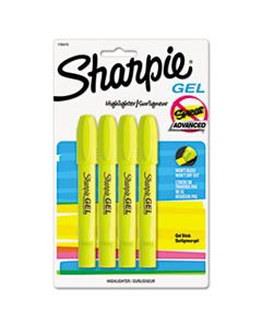 SAN1780476 GEL HIGHLIGHTERS, BULLET TIP, FLUORESCENT YELLOW, 4/PACK