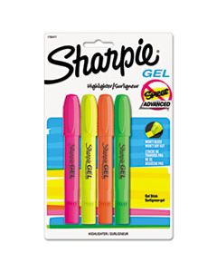 SAN1780477 GEL HIGHLIGHTERS, BULLET TIP, ASSORTED COLORS, 4/PACK