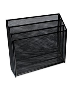 UNV20007 DELUXE MESH THREE-TIER ORGANIZER, 3 SECTIONS, LETTER SIZE FILES, 12.63" X 3.63" X 11.5", BLACK