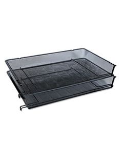 UNV20012 DELUXE MESH STACKING SIDE LOAD TRAY, 1 SECTION, LEGAL SIZE FILES, 17" X 2" X 2.5", BLACK
