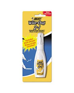 BICWOPFP11 WITE-OUT 2-IN-1 CORRECTION FLUID, 15 ML BOTTLE, WHITE