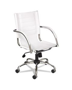 SAF3456WH FLAUNT SERIES MID-BACK MANAGER'S CHAIR, SUPPORTS UP TO 250 LBS., WHITE SEAT/WHITE BACK, CHROME BASE