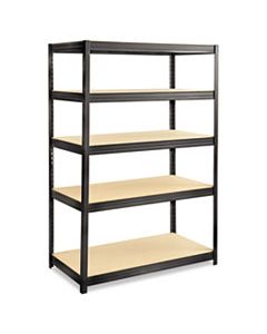 SAF6244BL BOLTLESS STEEL/PARTICLEBOARD SHELVING, FIVE-SHELF, 48W X 24D X 72H, BLACK