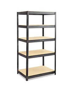 SAF6247BL BOLTLESS STEEL/PARTICLEBOARD SHELVING, FIVE-SHELF, 36W X 24D X 72H, BLACK