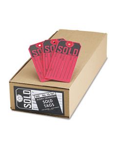 AVE15161 SOLD TAGS, PAPER, 4 3/4 X 2 3/8, RED/BLACK, 500/BOX
