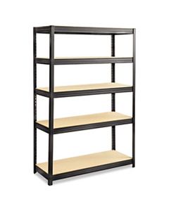 SAF6246BL BOLTLESS STEEL/PARTICLEBOARD SHELVING, FIVE-SHELF, 48W X 18D X 72H, BLACK