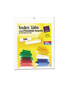 AVE16219 INSERTABLE INDEX TABS WITH PRINTABLE INSERTS, 1/5-CUT TABS, ASSORTED COLORS, 1" WIDE, 25/PACK