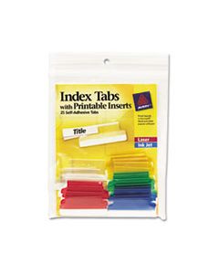 AVE16228 INSERTABLE INDEX TABS WITH PRINTABLE INSERTS, 1/5-CUT TABS, ASSORTED COLORS, 1.5" WIDE, 25/PACK